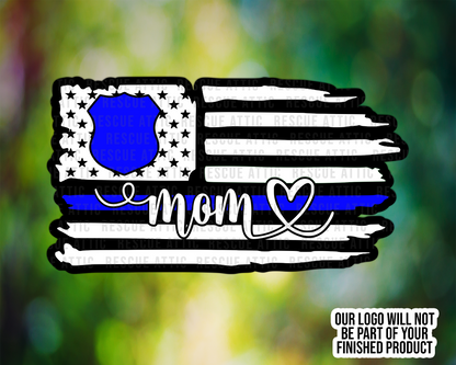 Police Shield Mom Thin Line Flag