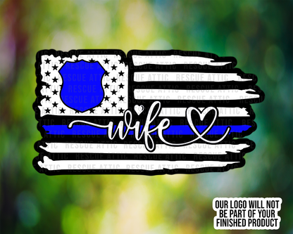 Police Shield Wife Thin Line Flag