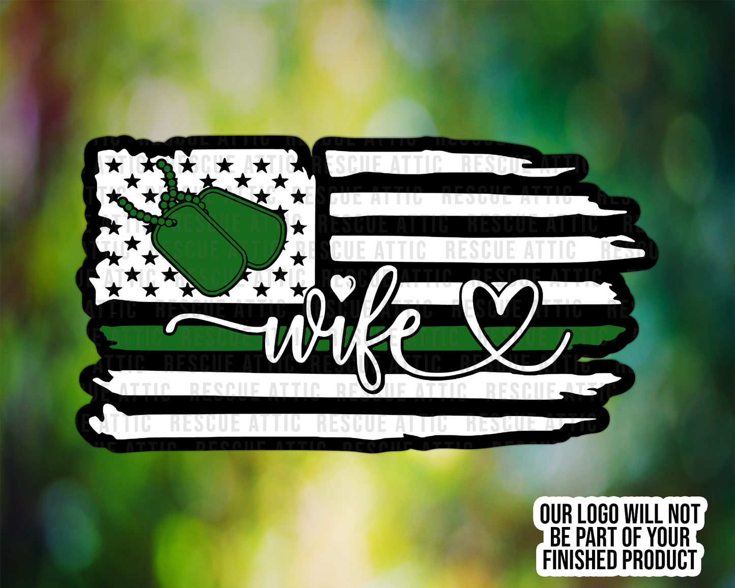 Dog Tags Military Wife Thin Line Flag