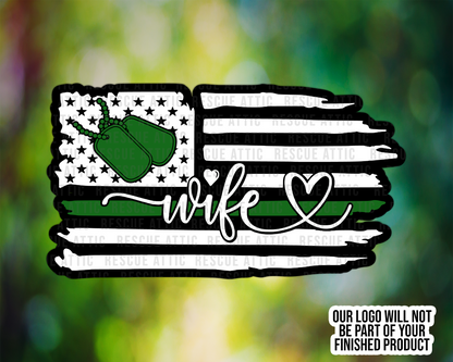 Dog Tags Military Wife Thin Line Flag