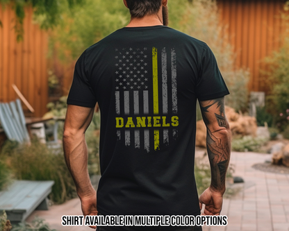 Personalized Thin Gold Line Flag Name Shirt