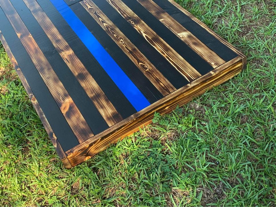 Laser Engraved Custom Logo Wooden Thin Line Flag