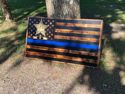 Laser Engraved Custom Logo Wooden Thin Line Flag