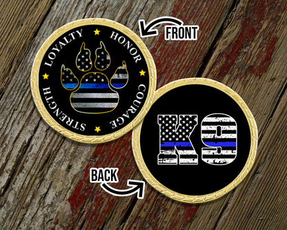 Blue Line K9 Challenge Coin
