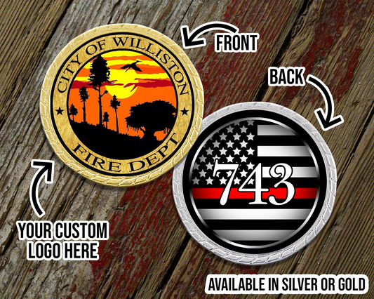 Custom Logo Thin Red Line Challenge Coin