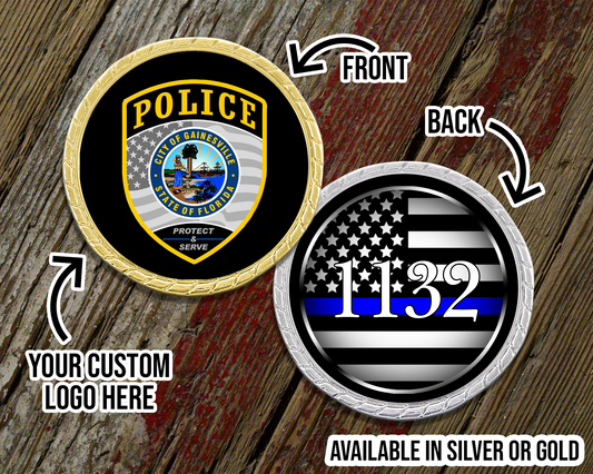 Custom Logo Thin Blue Line Challenge Coin