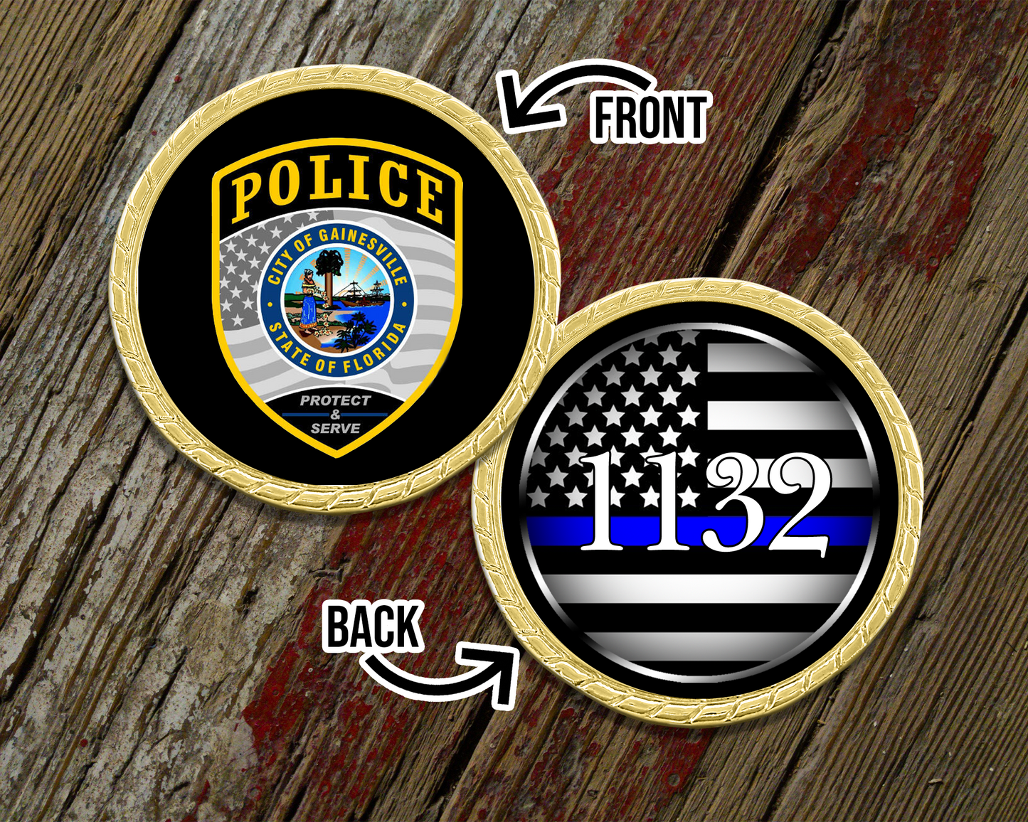 Custom Logo Thin Blue Line Challenge Coin