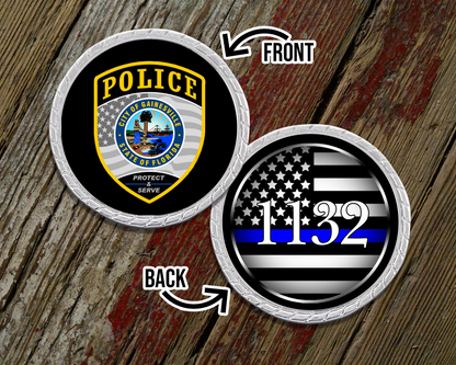 Custom Logo Thin Blue Line Challenge Coin