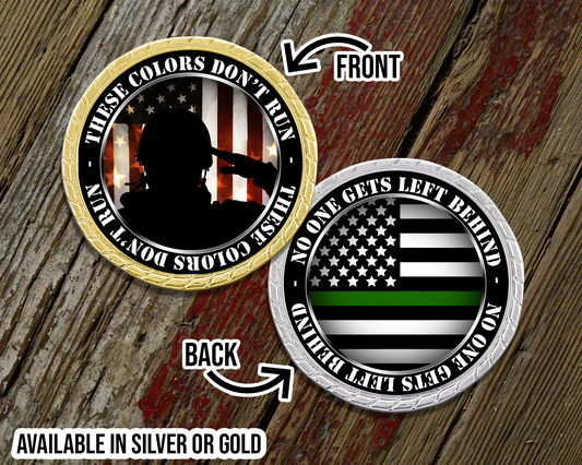 Soldier Silhouette American Flag Challenge Coin