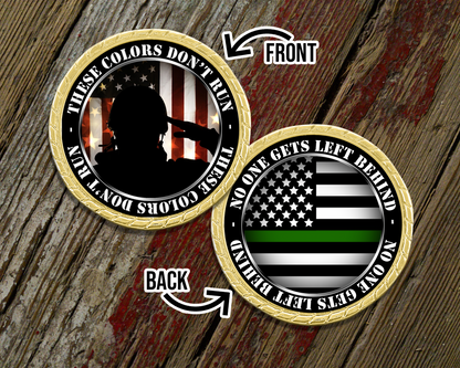 Soldier Silhouette American Flag Challenge Coin