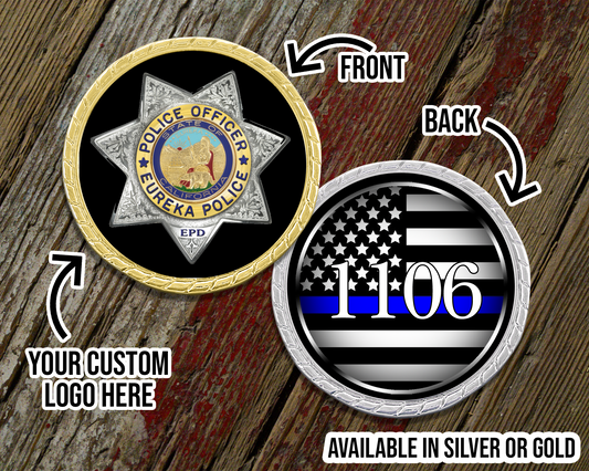 Custom Logo Thin Blue Line Challenge Coin
