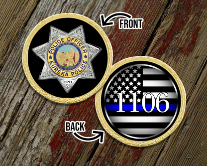 Custom Logo Thin Blue Line Challenge Coin