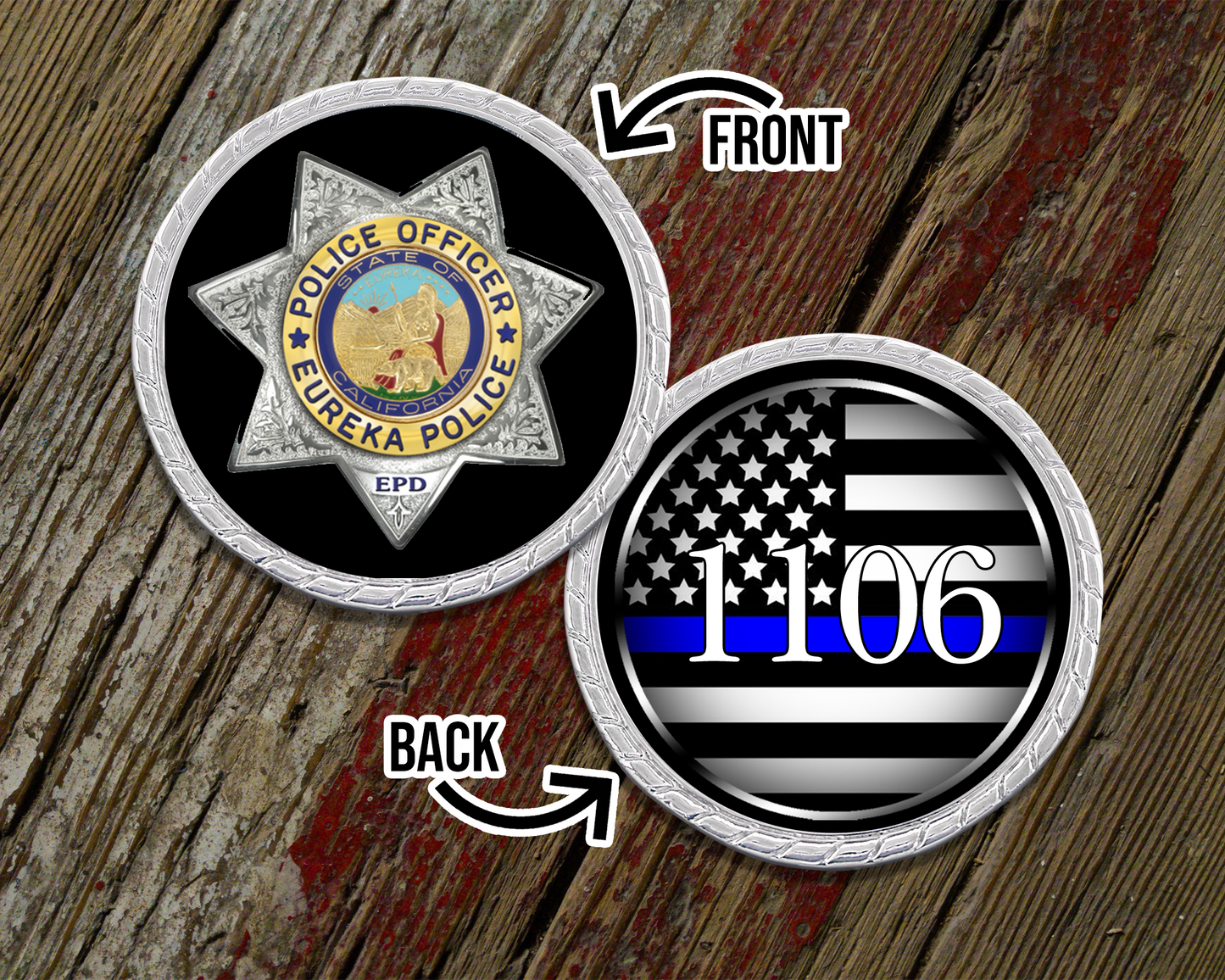 Custom Logo Thin Blue Line Challenge Coin