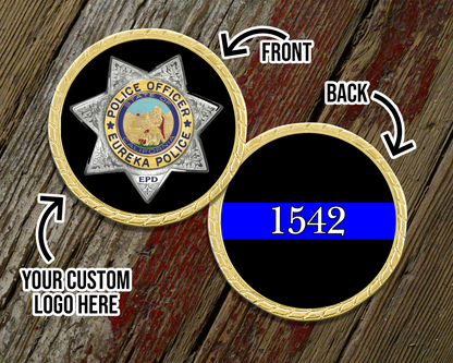 Custom Logo Thin Blue Line Challenge Coin