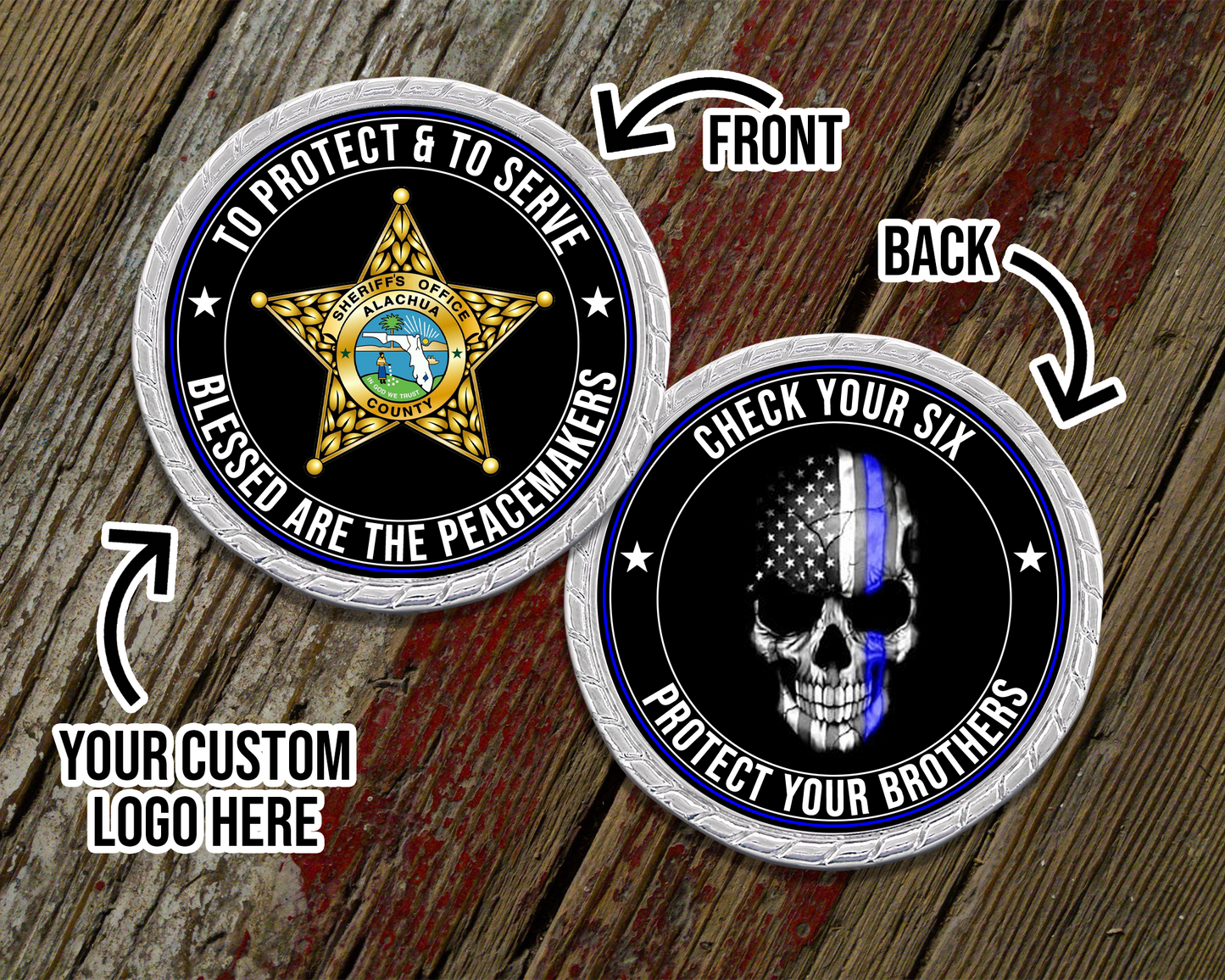 Custom Logo Protect & Serve Challenge Coin