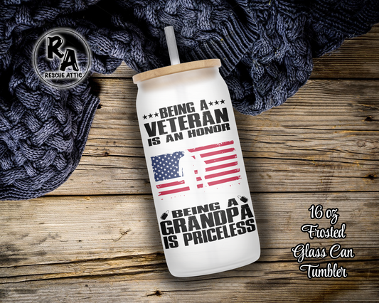 Veteran Grandpa Glass Can Tumbler