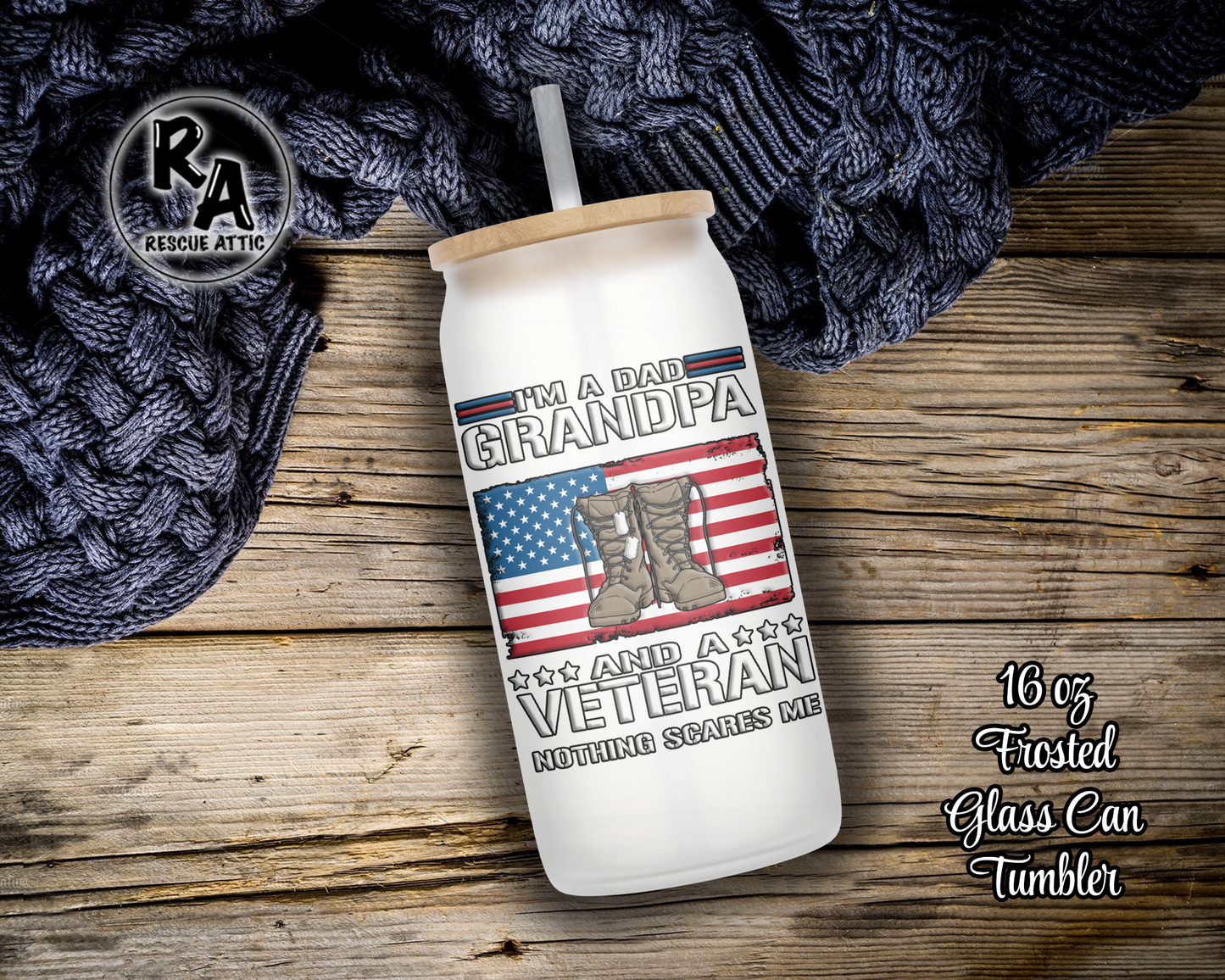 Grandpa & Veteran Glass Can Tumbler