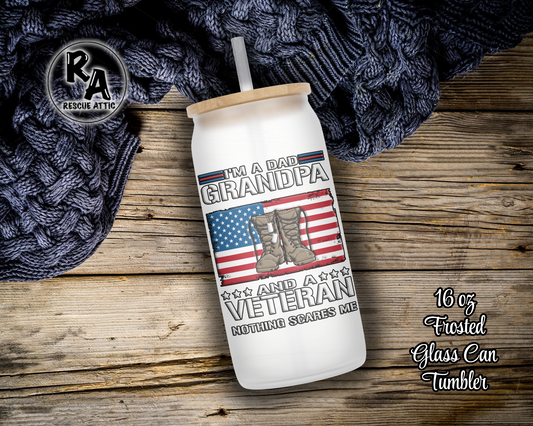 Grandpa & Veteran Glass Can Tumbler