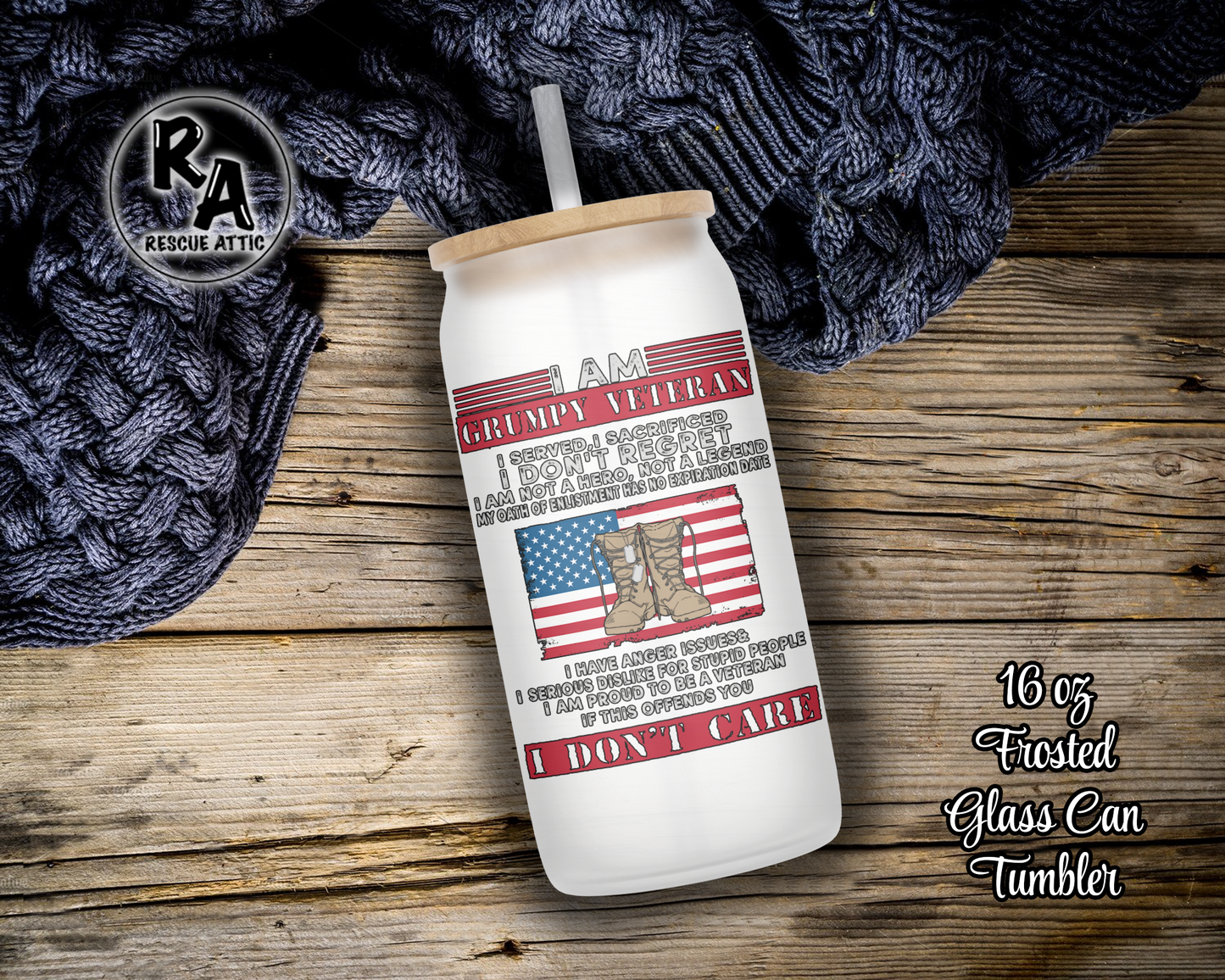 Grumpy Veteran Glass Can Tumbler