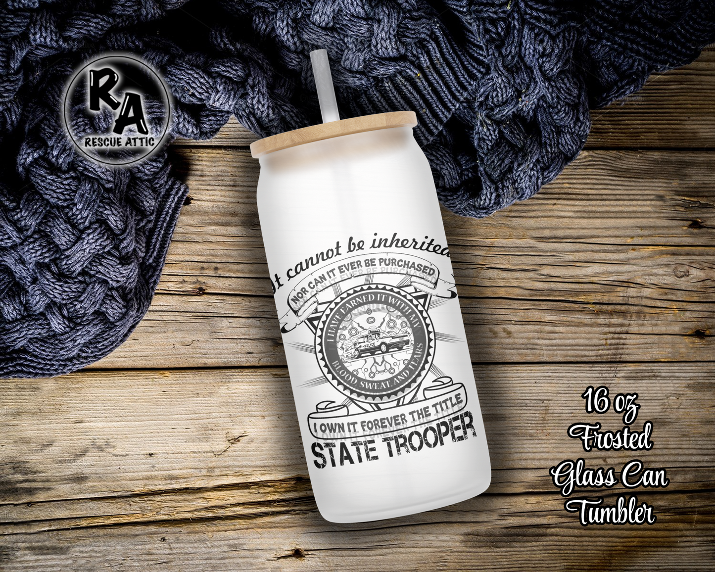 State Trooper Glass Can Tumbler
