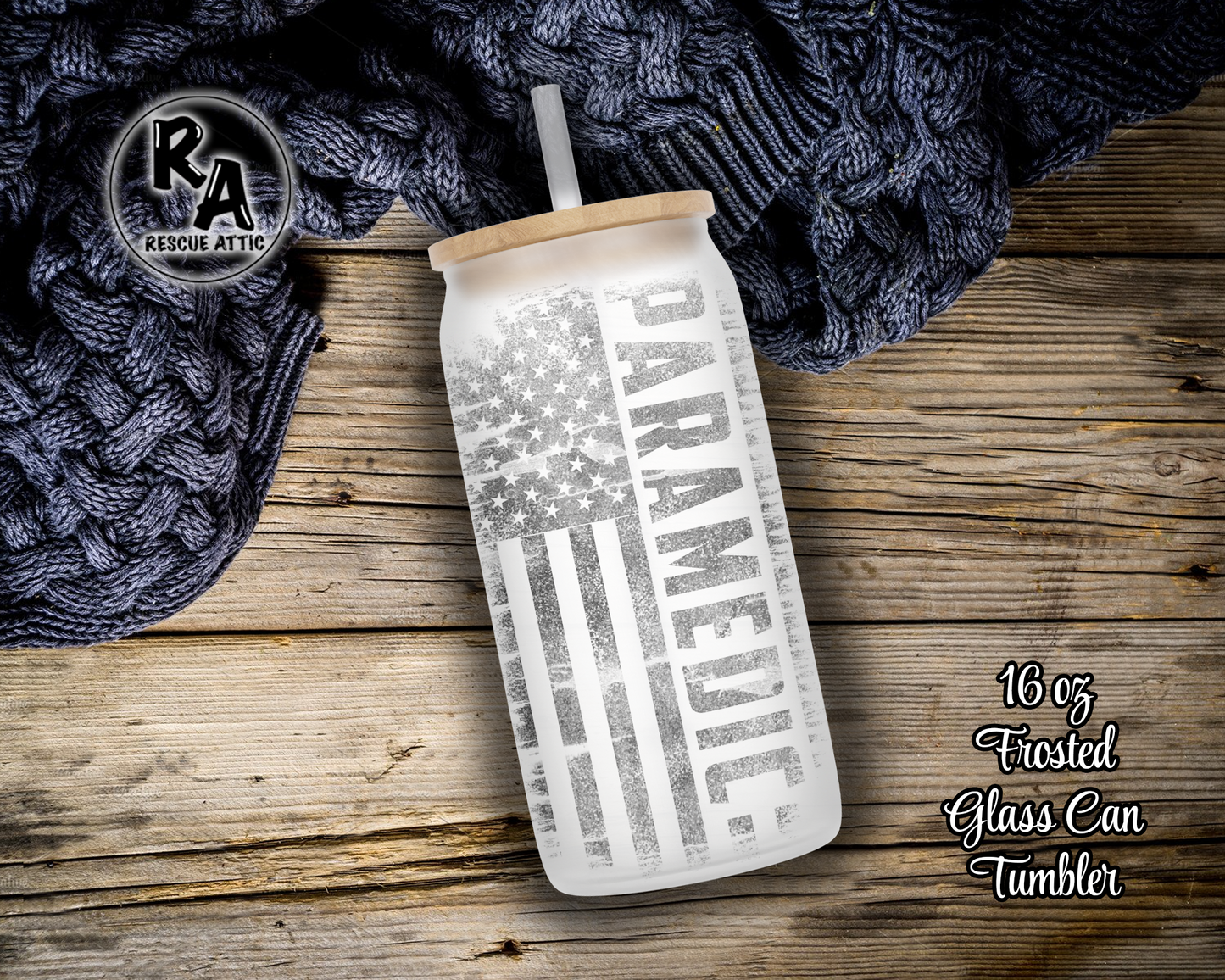 Paramedic Flag Glass Can Tumbler