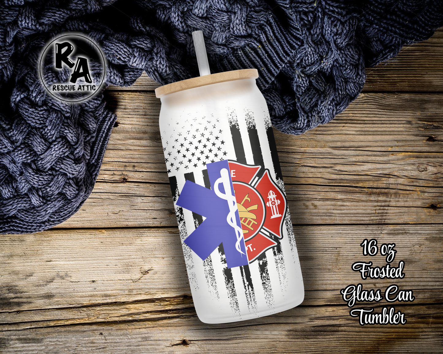 Fire Rescue Glass Can Tumbler