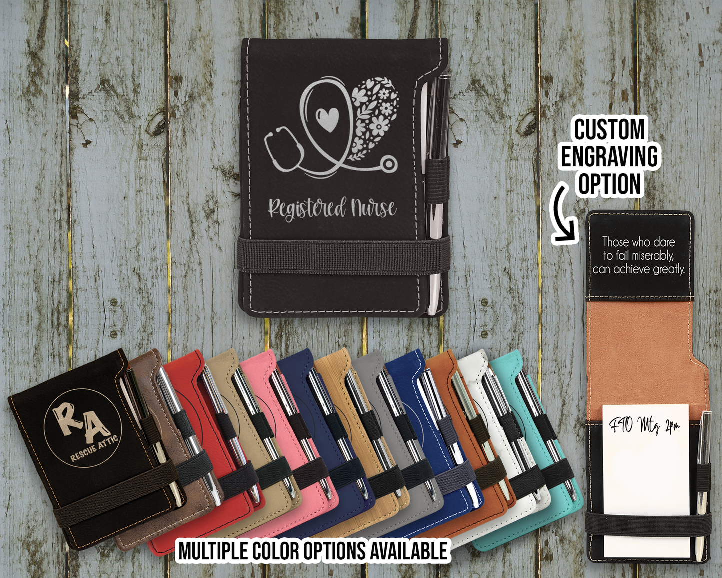 Registered Nurse Floral Heart Leatherette Mini Pocket Notebook