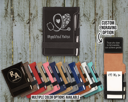 Registered Nurse Floral Heart Leatherette Mini Pocket Notebook