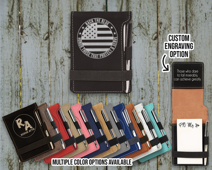 Back The Blue Leatherette Mini Pocket Notebook