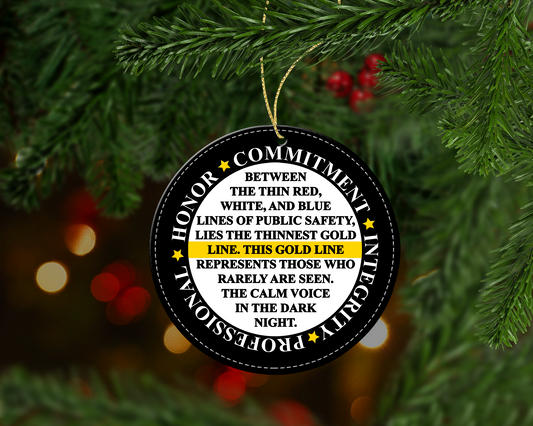 Thin Yellow Line Dispatcher Prayer Christmas Ornament