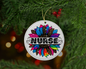 It Takes A Lot of Sparkle To Be A Nurse Sunflower Christmas Ornament