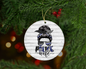 Messy Bun Police Wife Christmas Ornament