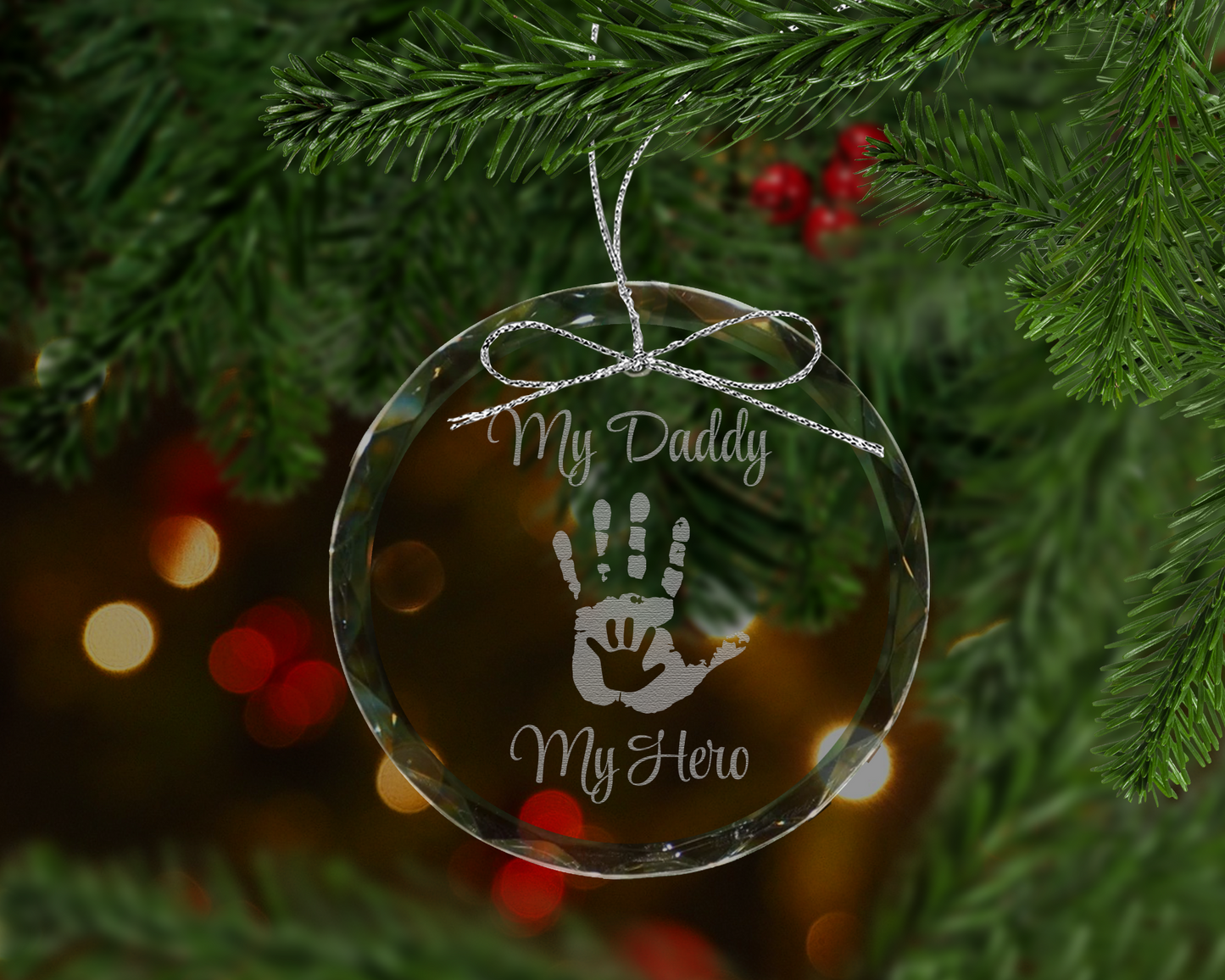 My Daddy My Hero Crystal Ornament