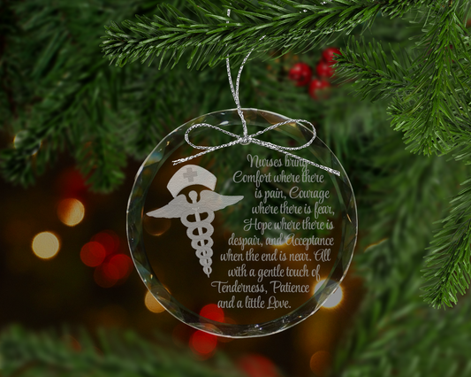 Nurses Prayer Caduceus Crystal Ornament