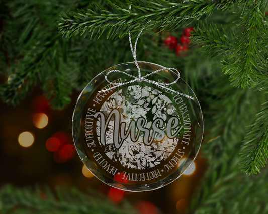 Floral Nurse Affirmations Crystal Ornament