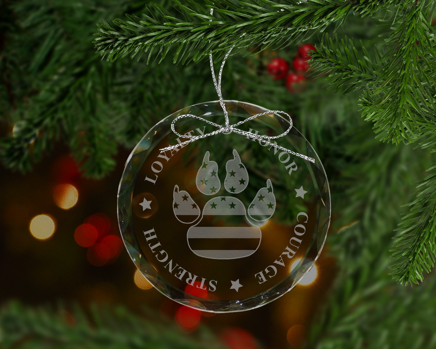 K9 Paw Print Crystal Ornament