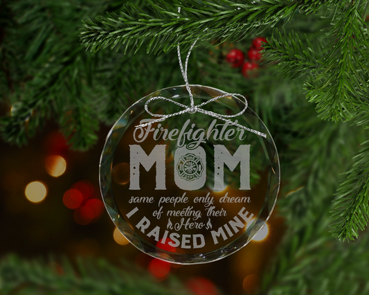Firefighter Mom Crystal Ornament