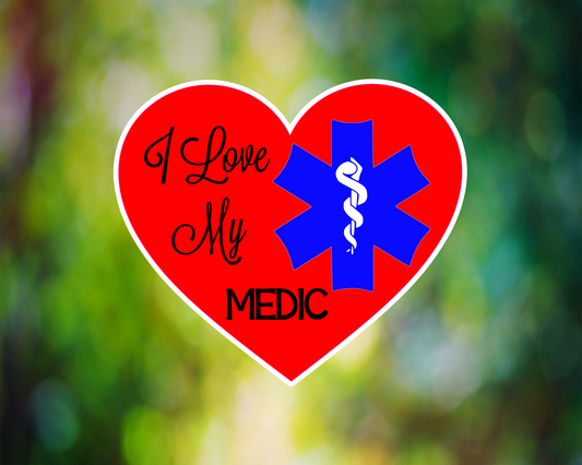 I Love My Medic Heart Decal