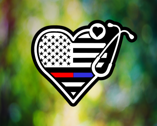 Thin Red & Blue Line Flag Stethoscope