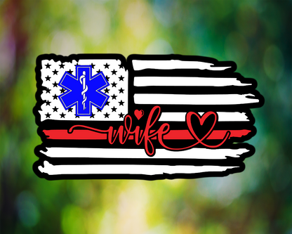 Fire EMS Wife Thin Line Flag