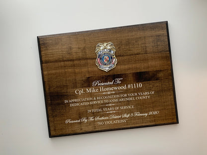 Retirement Plaque