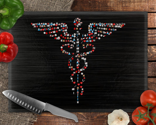 Caduceus Full Color Custom Glass Cutting Board