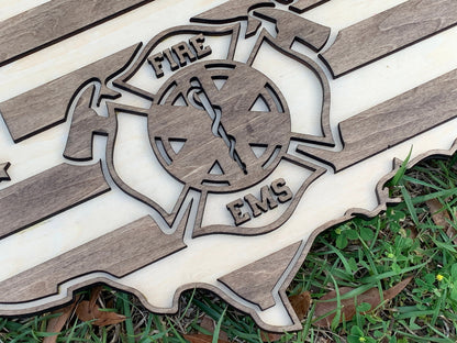 US Flag Fire Rescue Maltese Cross