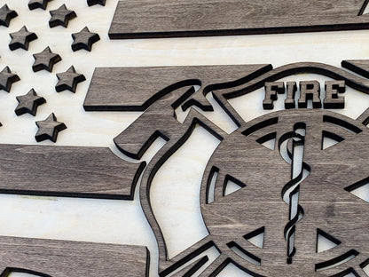 US Flag Fire Rescue Maltese Cross