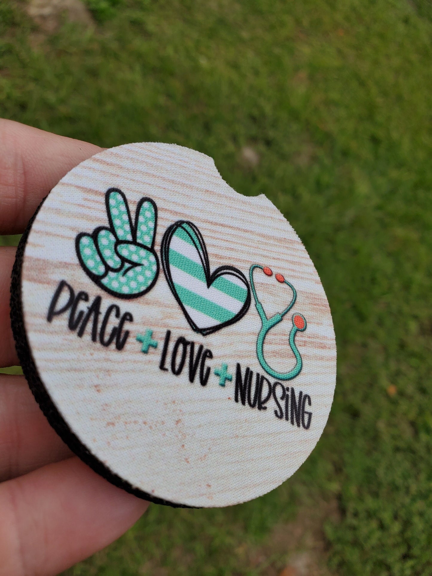 Peace Love & Nursing Neoprene Car Coaster