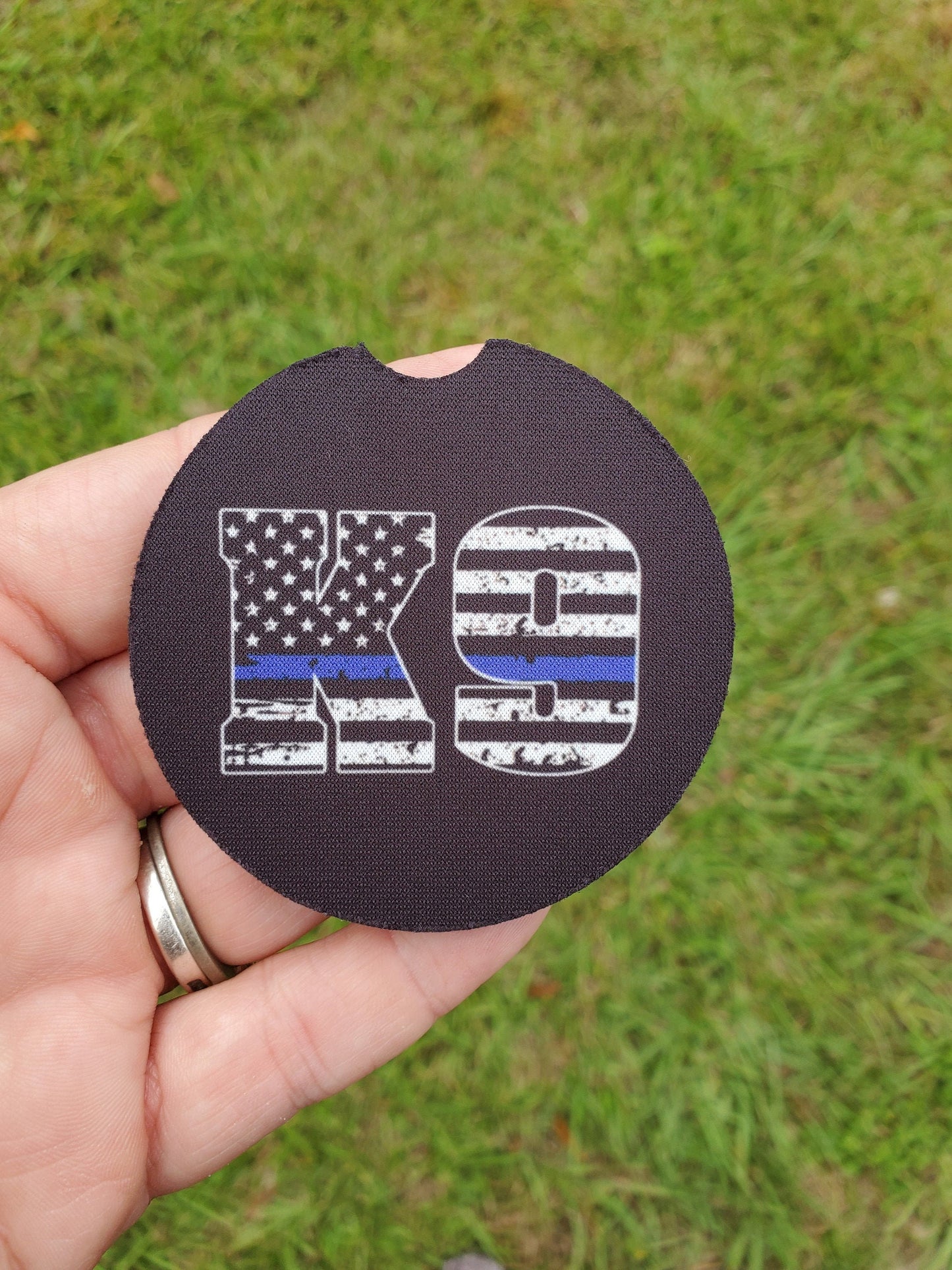 Thin Blue Line K9 Flag Distressed Car Coaster