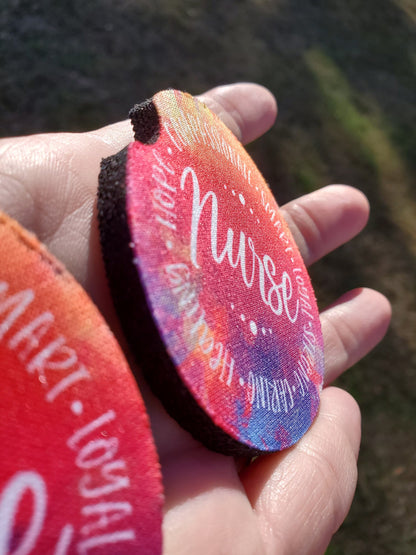 Watercolor Tie-Dye Nurse Car Coaster
