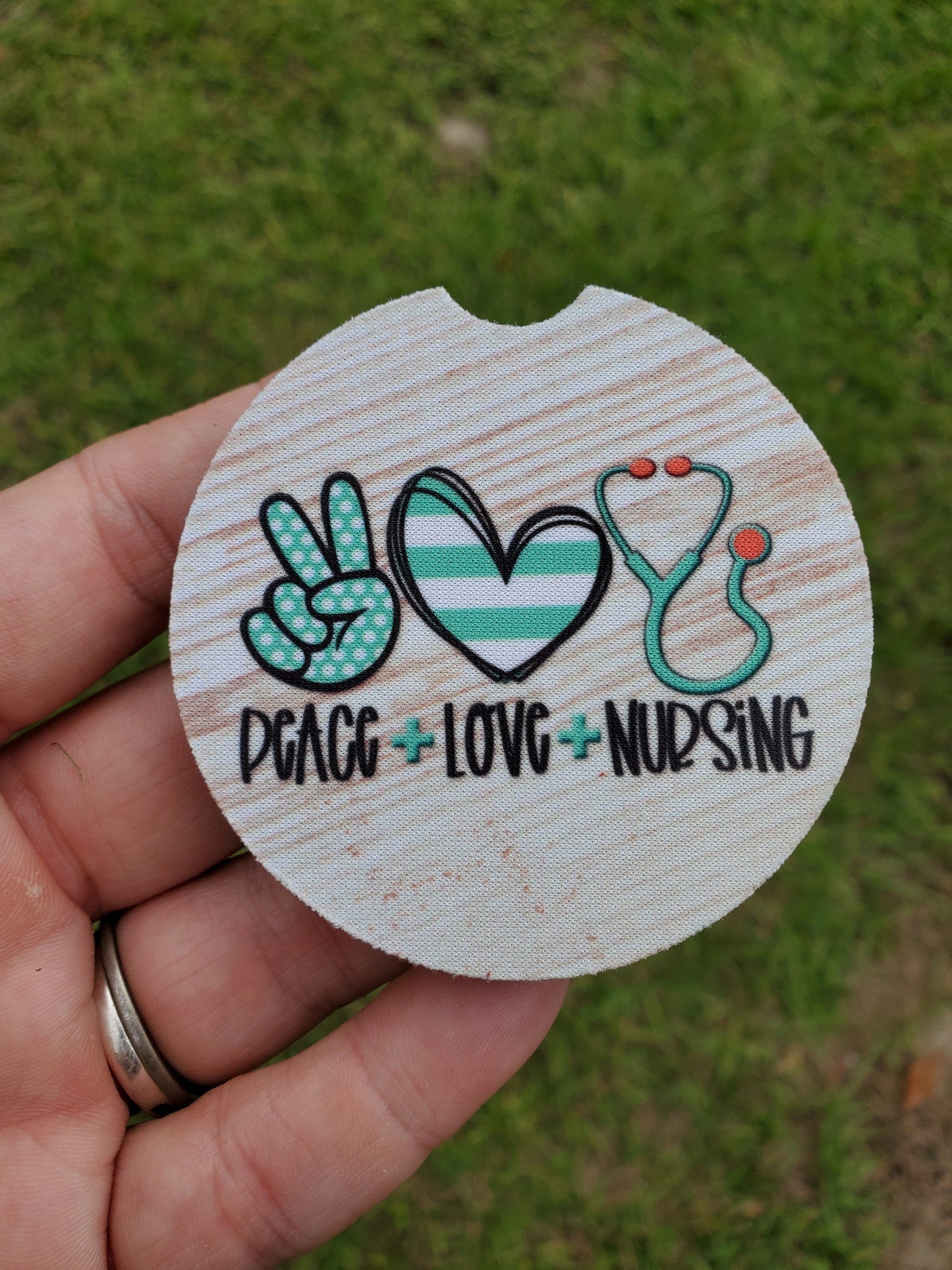 Peace Love & Nursing Neoprene Car Coaster