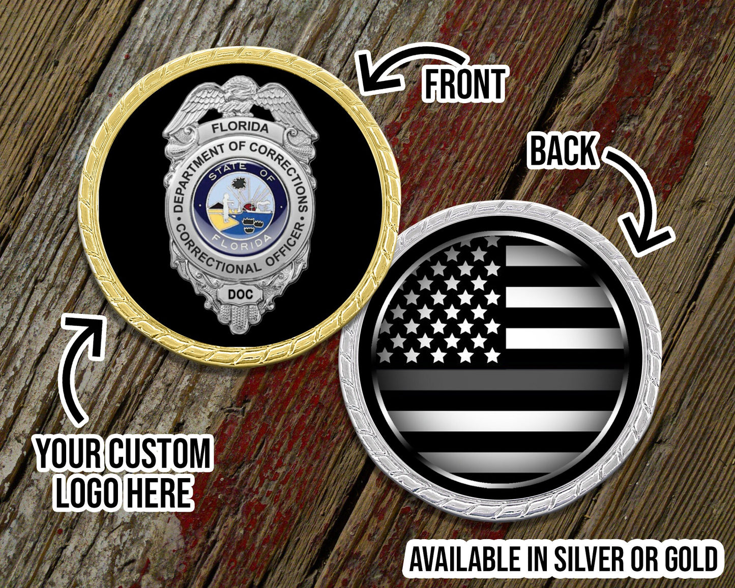 Correction's Officer Thin Gray Line Challenge Coin