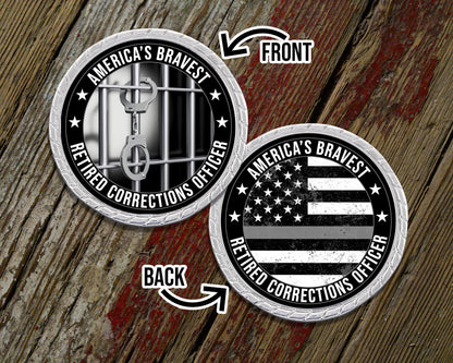 America's Bravest Retired Correction's Officer Thin Gray Line Challenge Coin